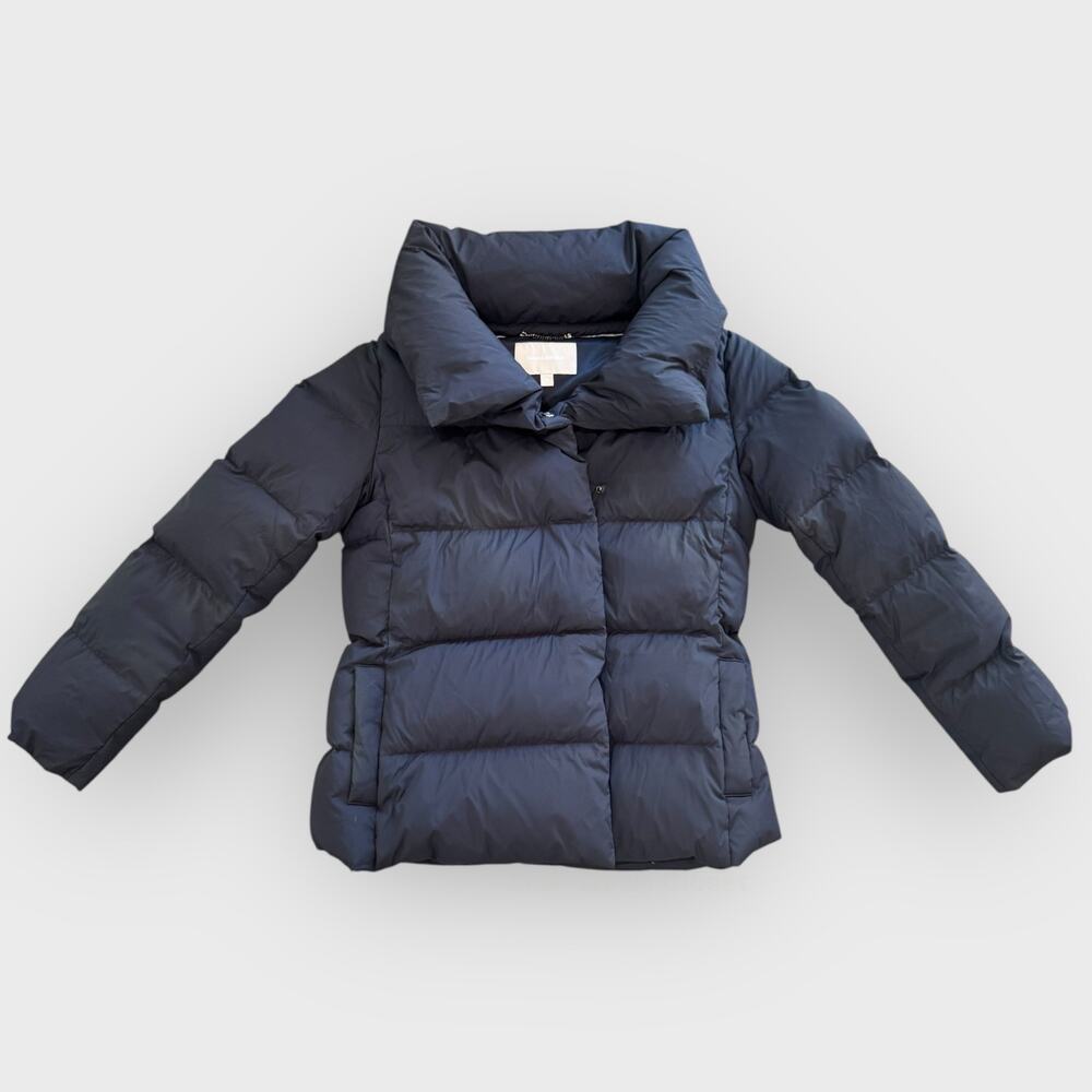 Banana Republic Down Puffer Coat Medium Black Short Length High Collar Winter